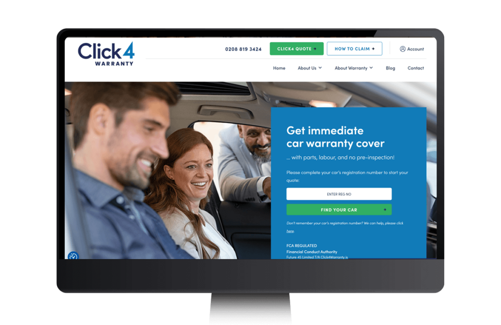click4warranty web design screenshot